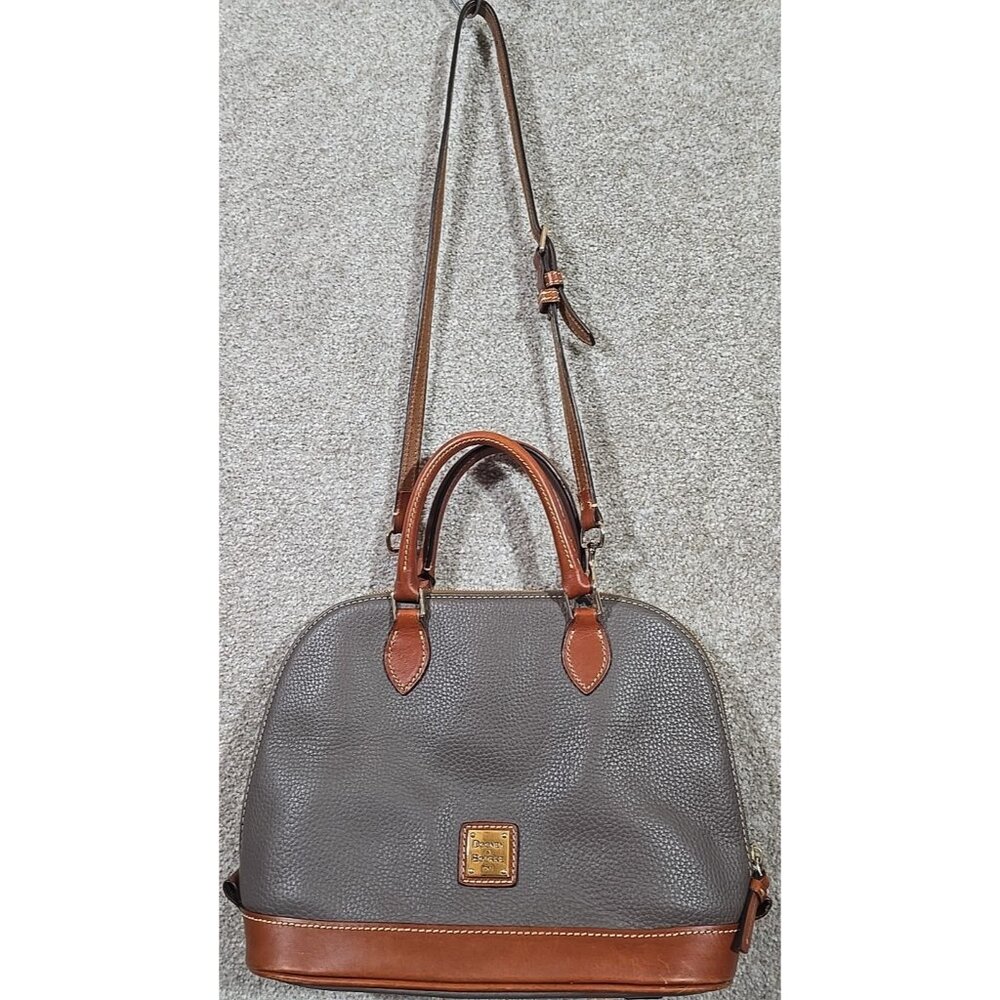 Dooney & Bourke Pebbled Leather Zip Shoulder Satchel Domed Handbag Purse Bag